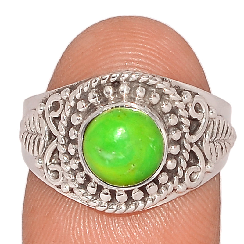 Fine Filigree - Green Mohave Turquoise Ring - GMTR745