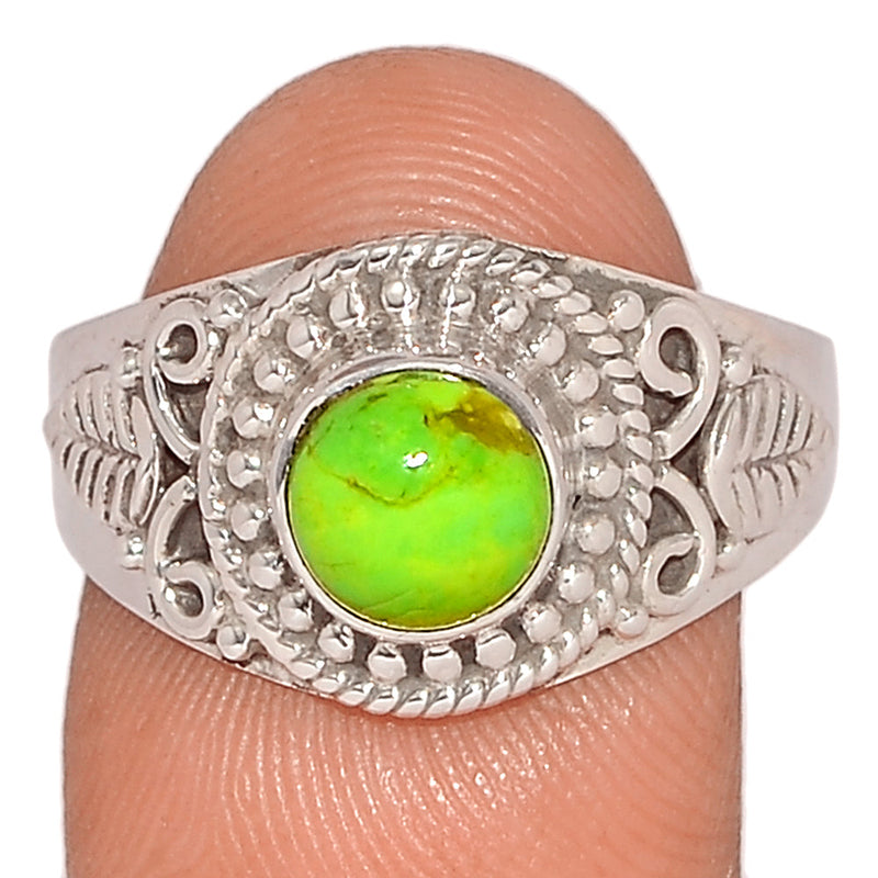 Fine Filigree - Green Mohave Turquoise Ring - GMTR747