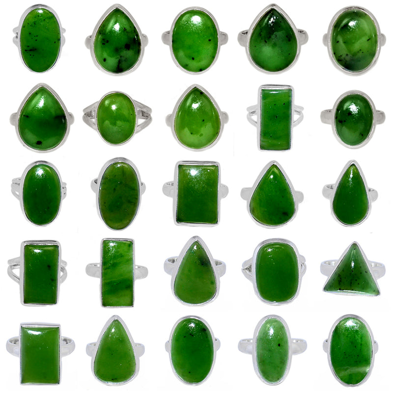 250 Grams Mix Lot - Nephrite Jade Ring - GNFZR1
