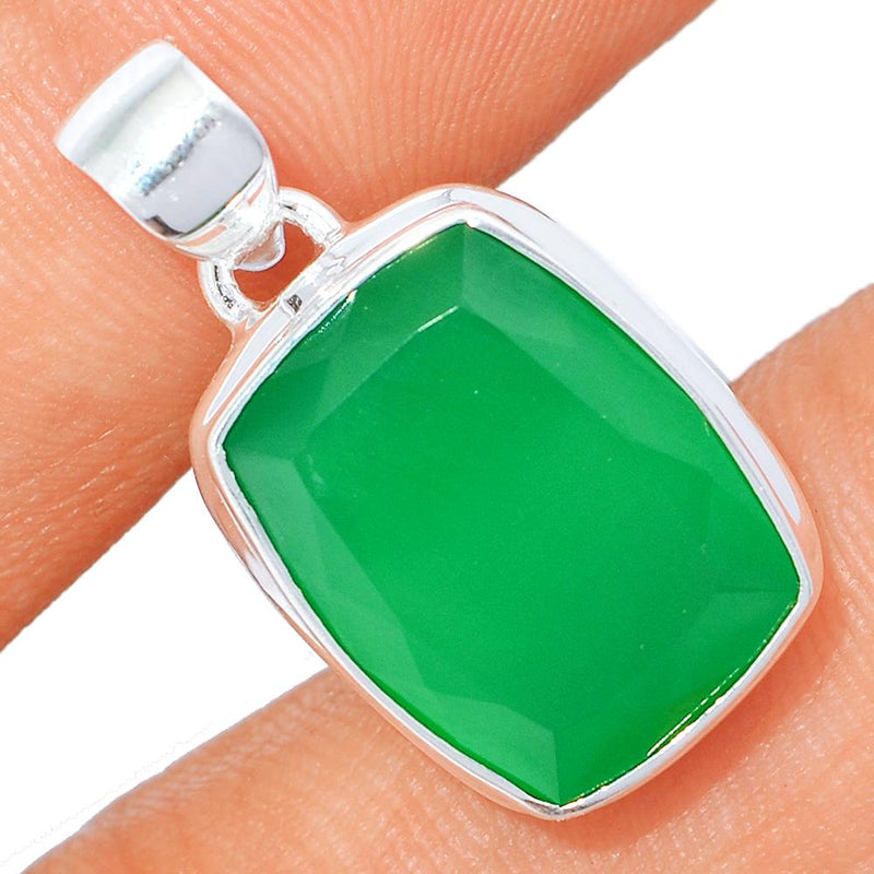 1" Faceted Green Onyx Pendants - GOFP114