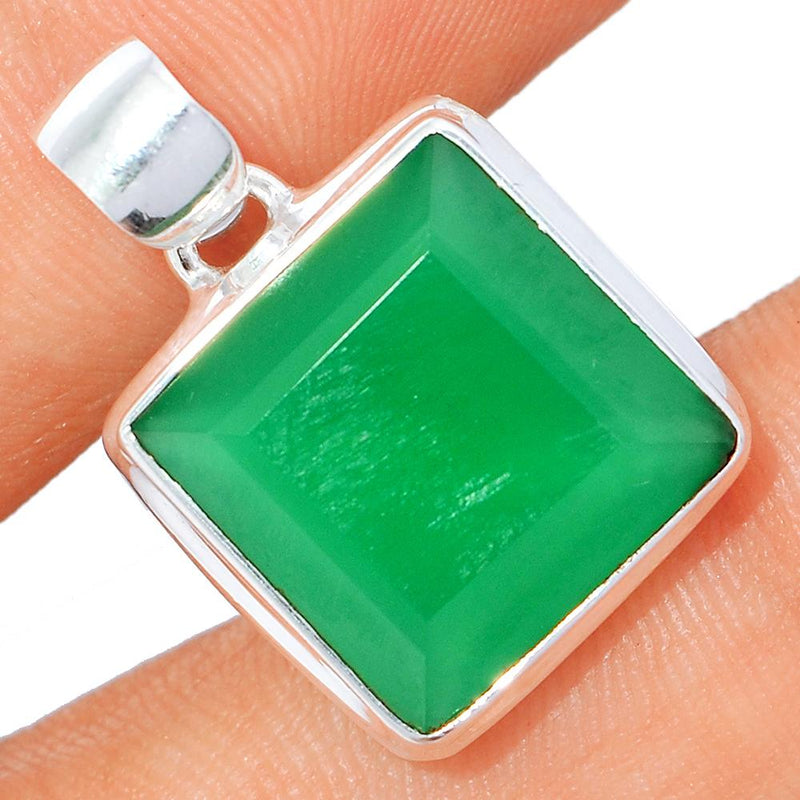1" Faceted Green Onyx Pendants - GOFP116