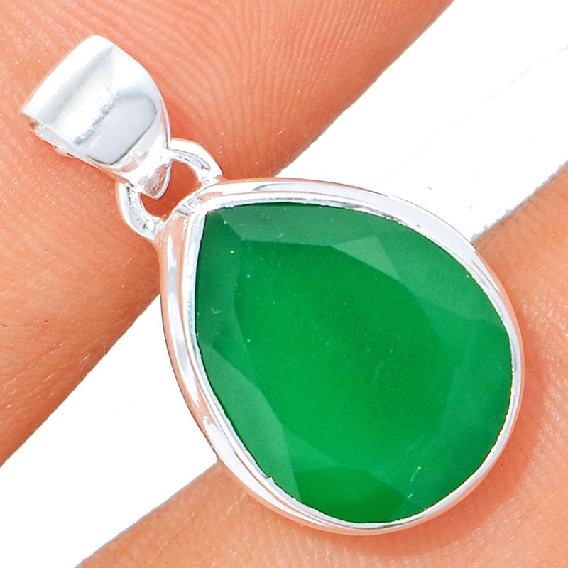 1" Faceted Green Onyx Pendants - GOFP118