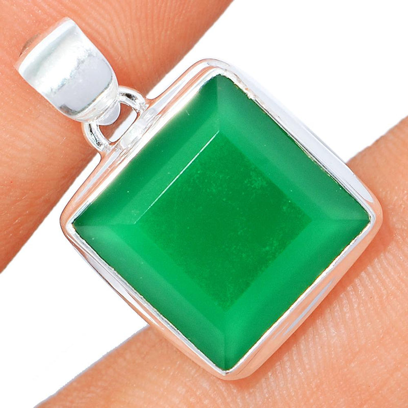 1" Faceted Green Onyx Pendants - GOFP119