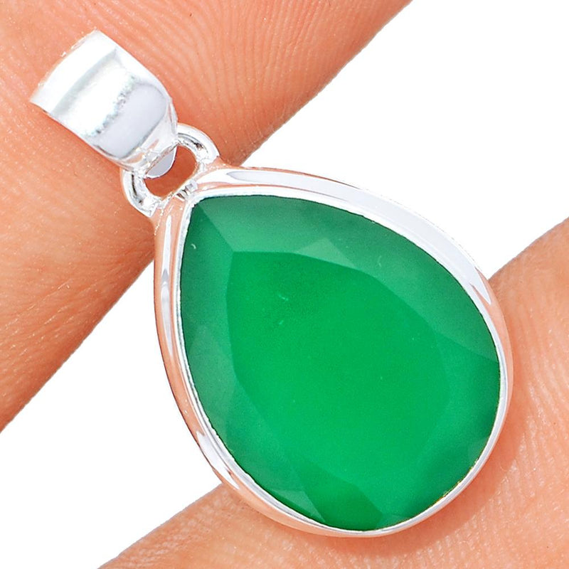 1" Faceted Green Onyx Pendants - GOFP120