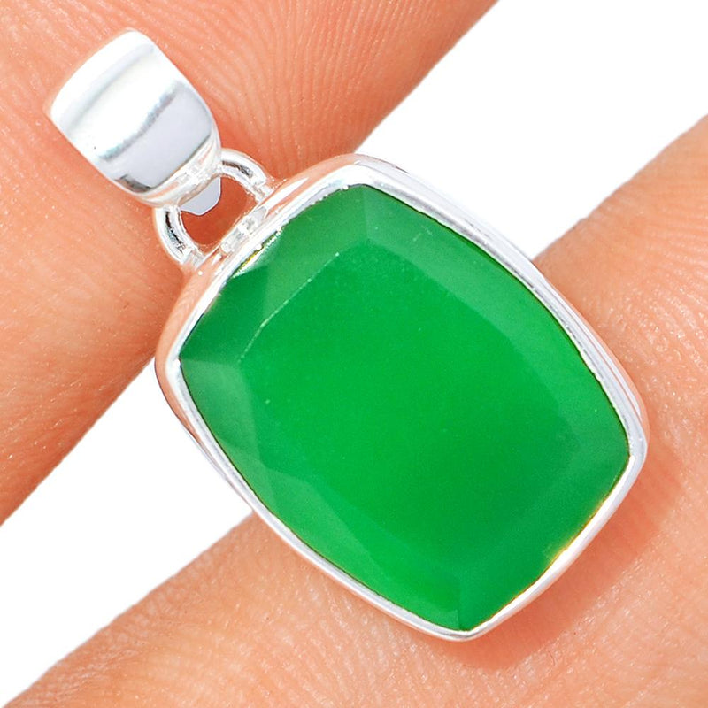 1" Faceted Green Onyx Pendants - GOFP121