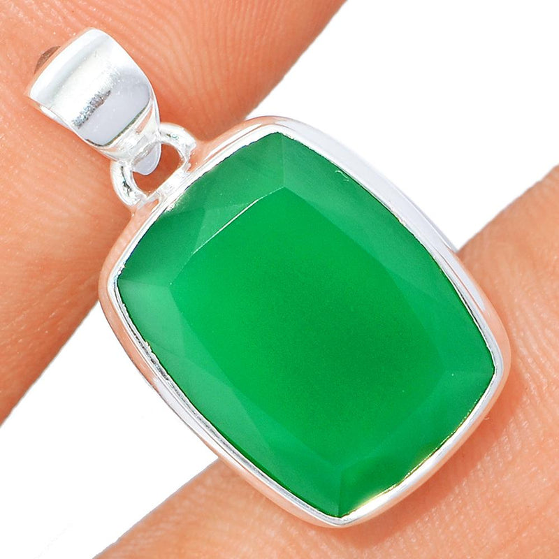 1" Faceted Green Onyx Pendants - GOFP126