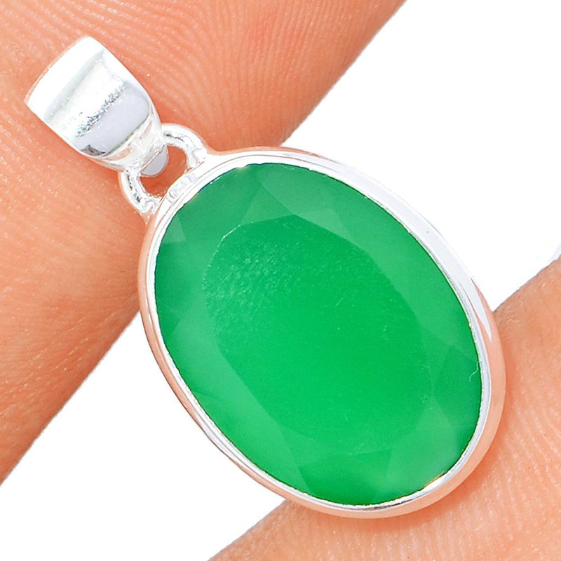 1.1" Faceted Green Onyx Pendants - GOFP128