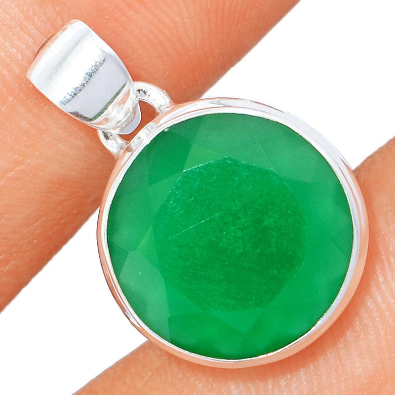 0.8" Faceted Green Onyx Pendants - GOFP129