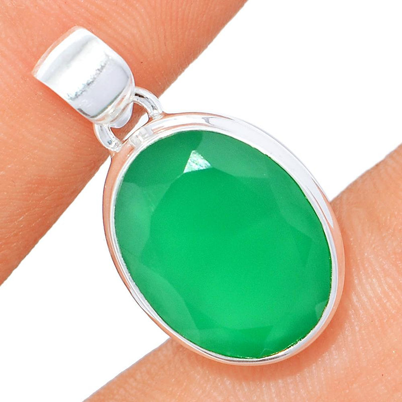1" Faceted Green Onyx Pendants - GOFP133