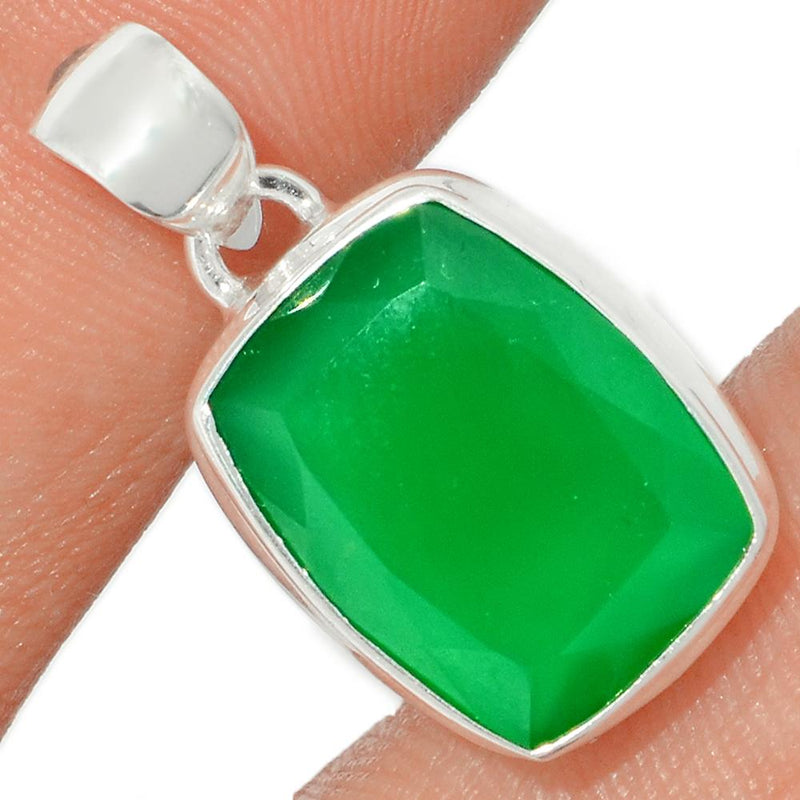 1" Faceted Green Onyx Pendants - GOFP134