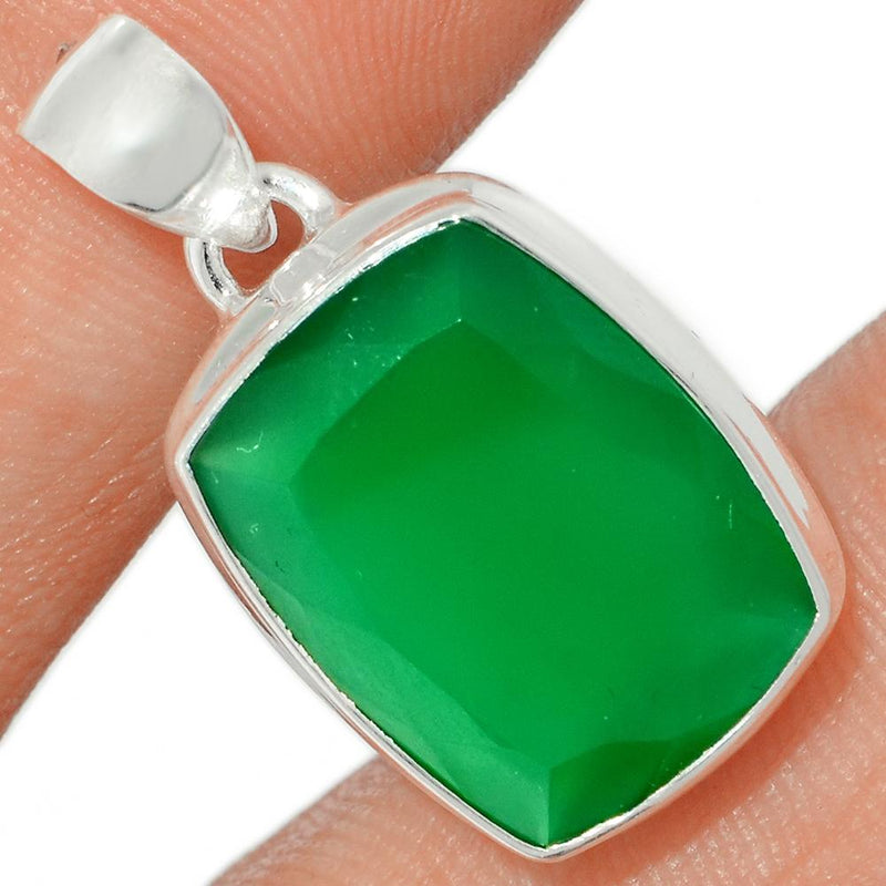 1" Faceted Green Onyx Pendants - GOFP135