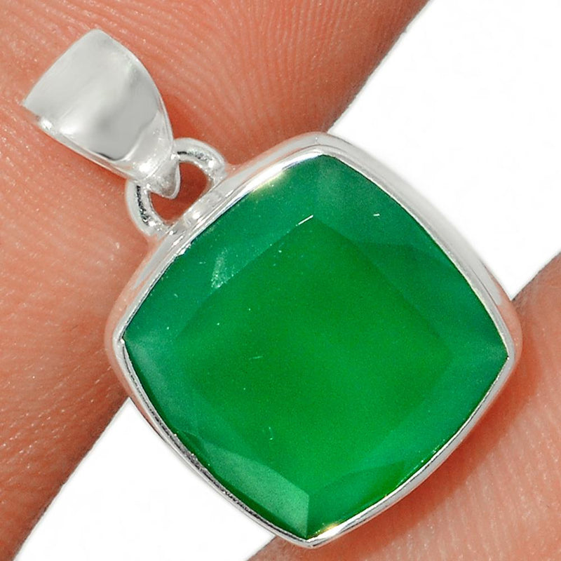 0.8" Faceted Green Onyx Pendants - GOFP136