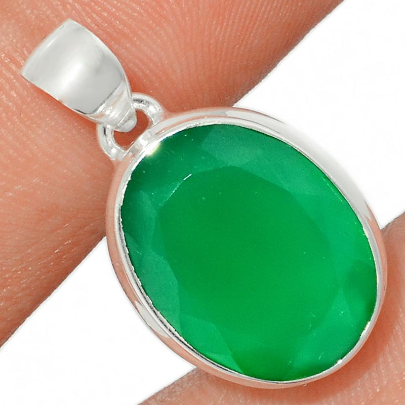 1" Faceted Green Onyx Pendants - GOFP138