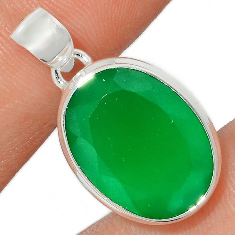 1" Faceted Green Onyx Pendants - GOFP139
