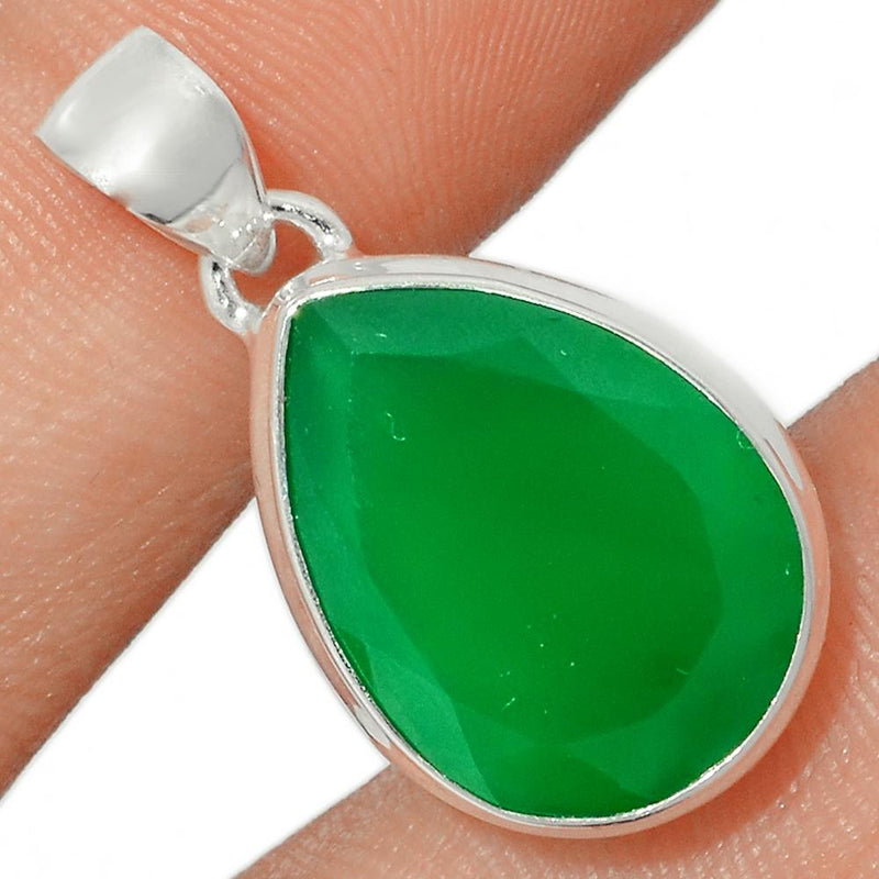 1" Faceted Green Onyx Pendants - GOFP140
