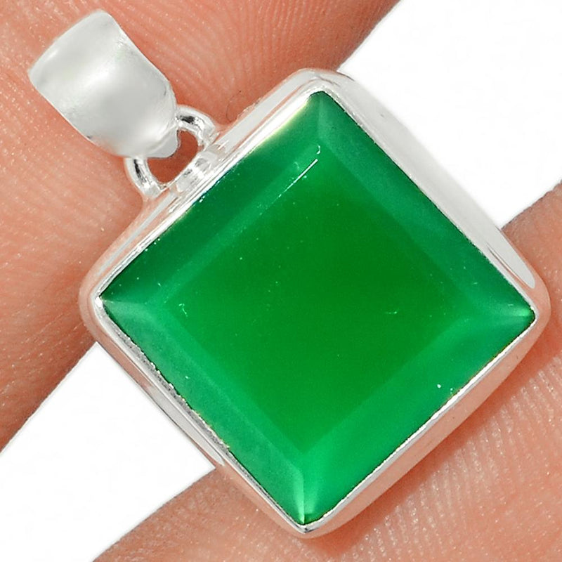 1" Faceted Green Onyx Pendants - GOFP141