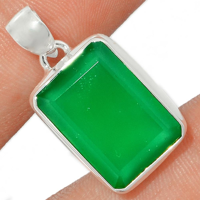 1" Faceted Green Onyx Pendants - GOFP142