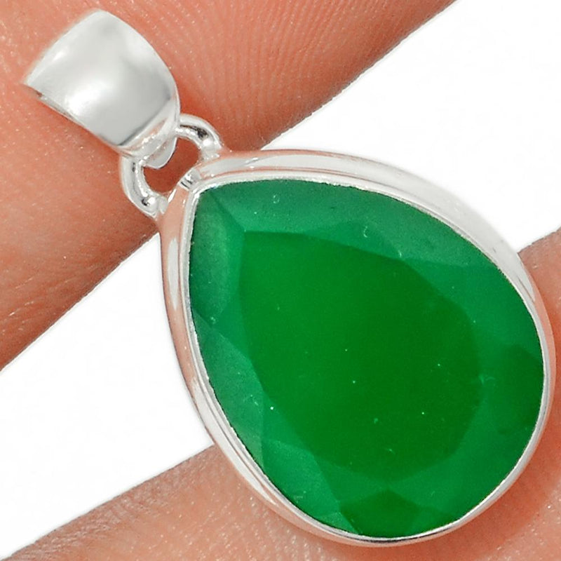 1" Faceted Green Onyx Pendants - GOFP144