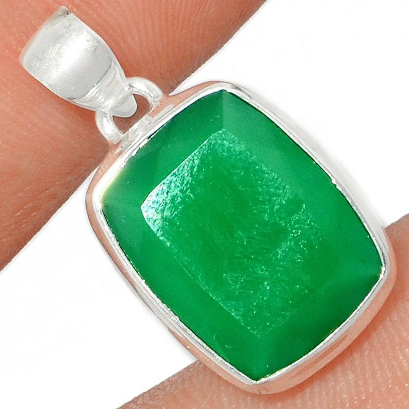1" Faceted Green Onyx Pendants - GOFP145