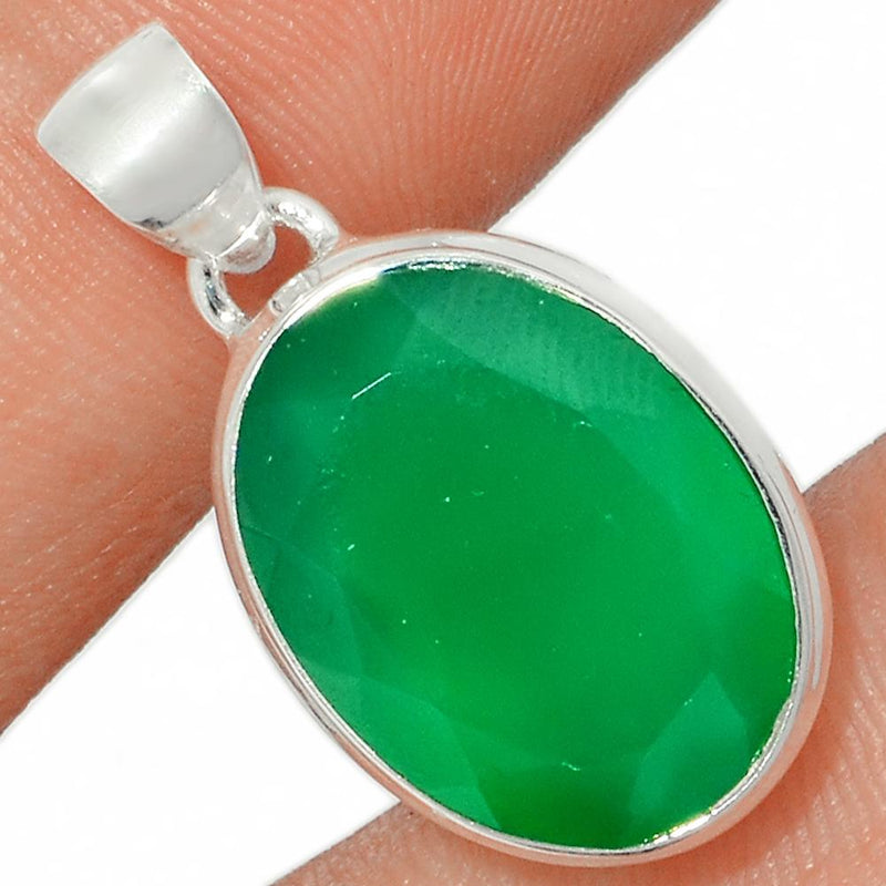 1" Faceted Green Onyx Pendants - GOFP147