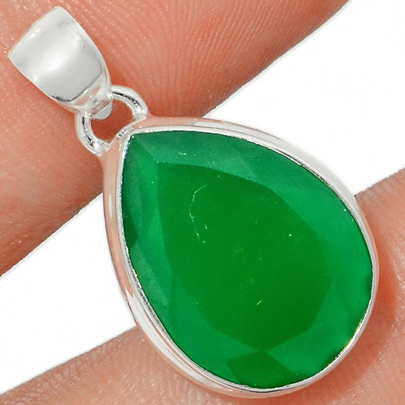 1" Faceted Green Onyx Pendants - GOFP148