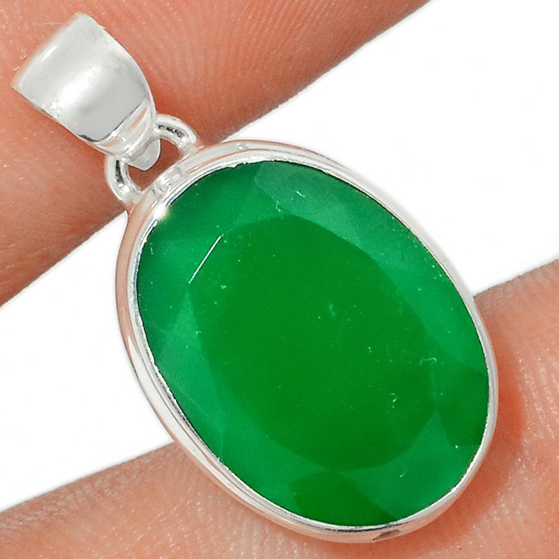 1.1" Faceted Green Onyx Pendants - GOFP149