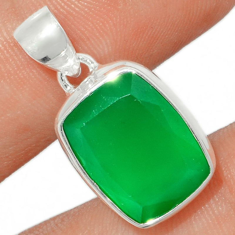 1" Faceted Green Onyx Pendants - GOFP150
