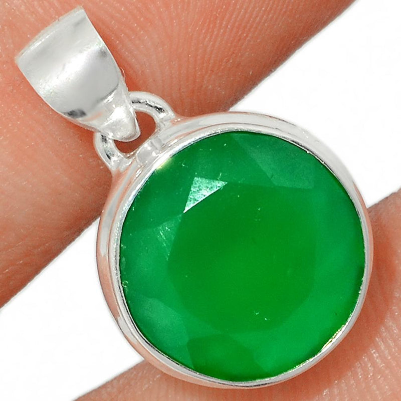 0.8" Faceted Green Onyx Pendants - GOFP151