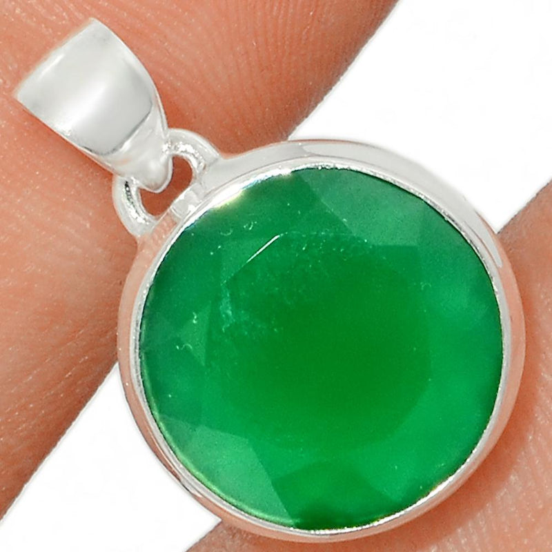 0.8" Faceted Green Onyx Pendants - GOFP153