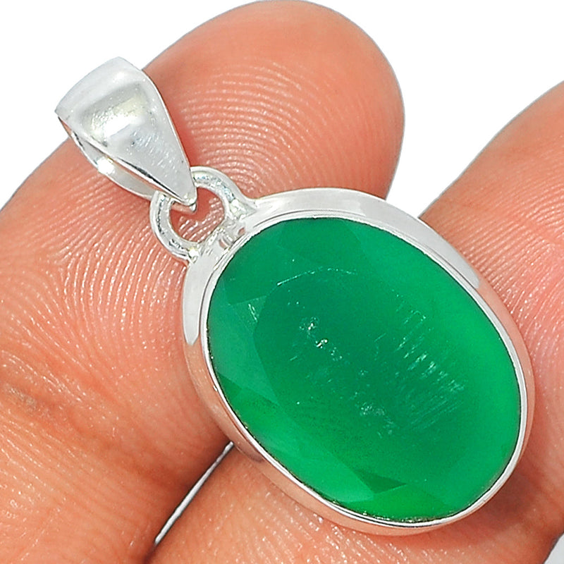 1.2" Green Onyx Faceted Pendants - GOFP201