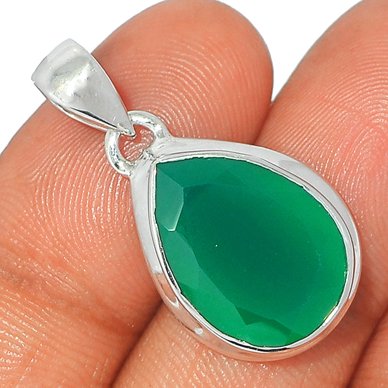 1.2" Green Onyx Faceted Pendants - GOFP206