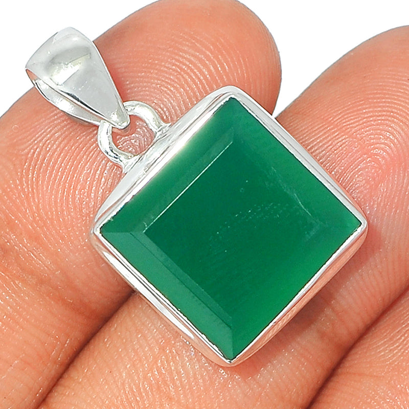 1.1" Green Onyx Faceted Pendants - GOFP207