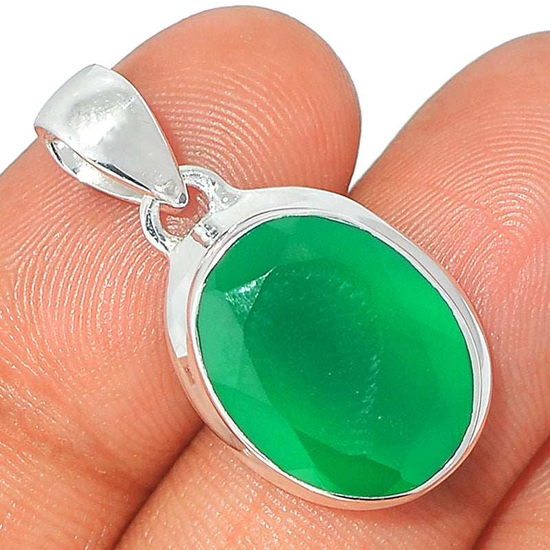 1.1" Green Onyx Faceted Pendants - GOFP209