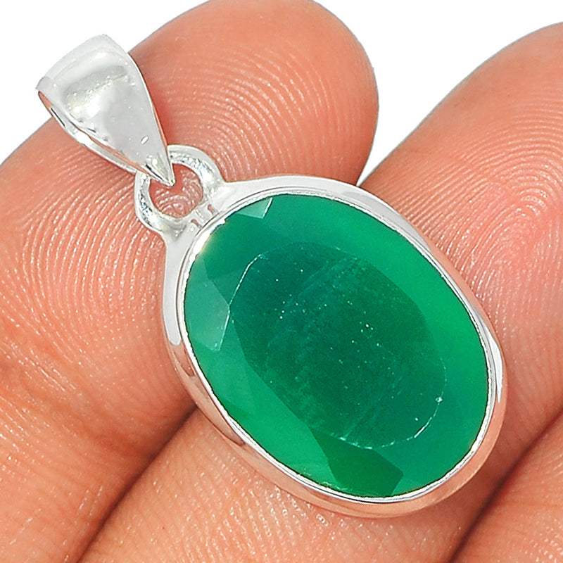 1.2" Green Onyx Faceted Pendants - GOFP210