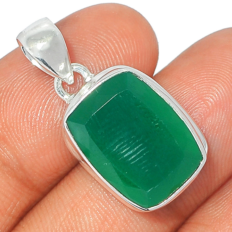 1.1" Green Onyx Faceted Pendants - GOFP211