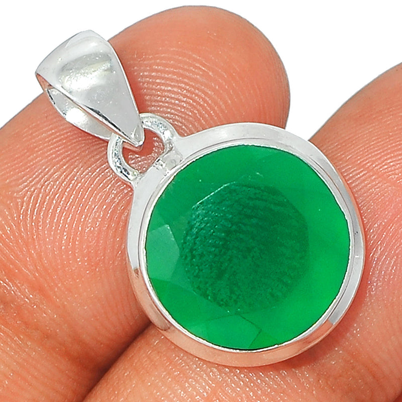 1.1" Green Onyx Faceted Pendants - GOFP212