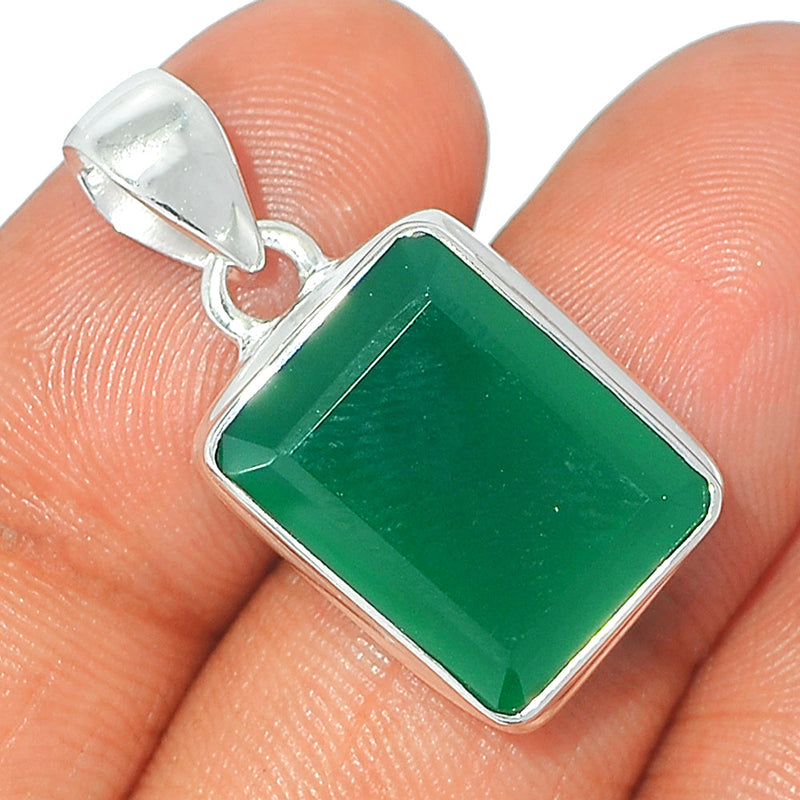 1.1" Green Onyx Faceted Pendants - GOFP213