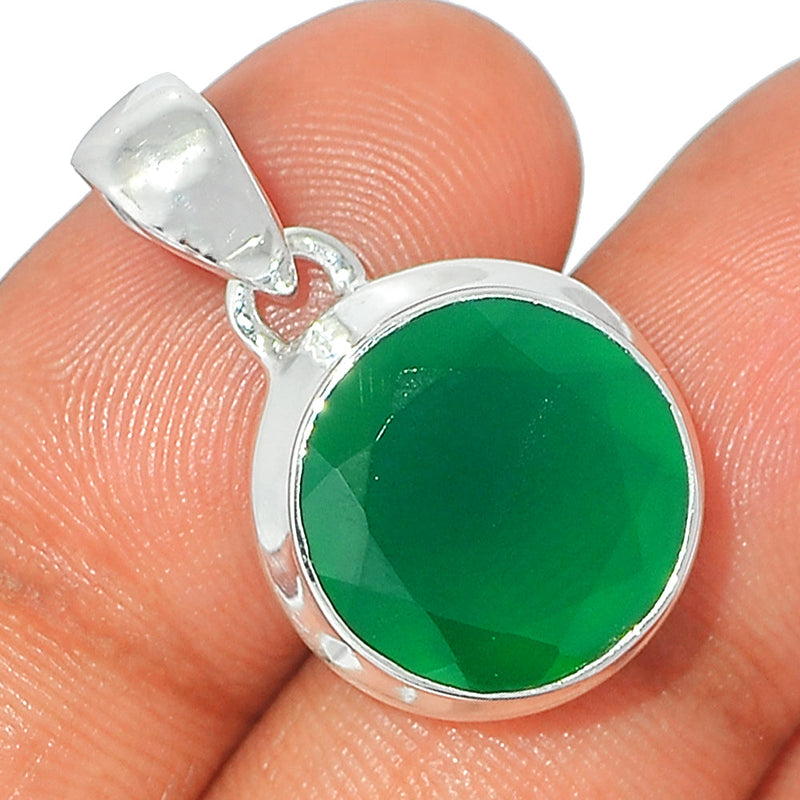 1" Green Onyx Faceted Pendants - GOFP214