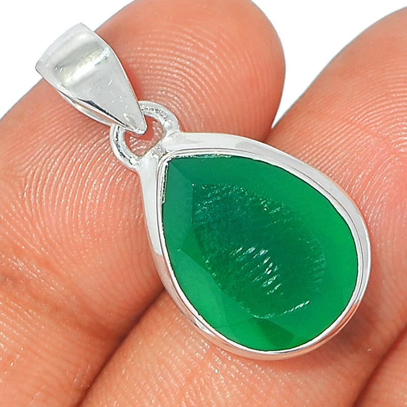 1.1" Green Onyx Faceted Pendants - GOFP217