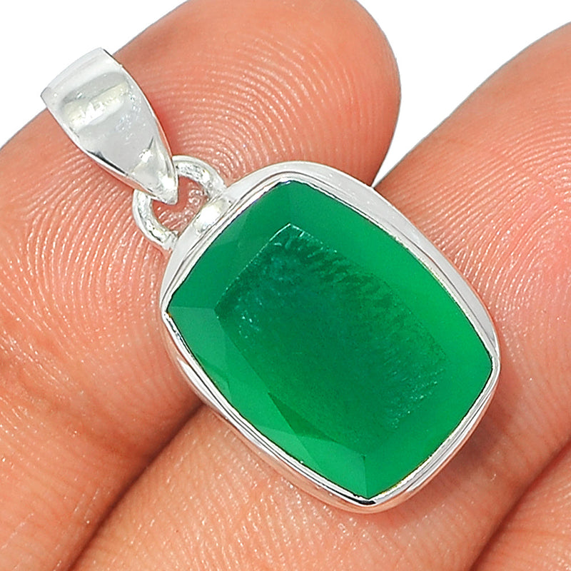 1.1" Green Onyx Faceted Pendants - GOFP219