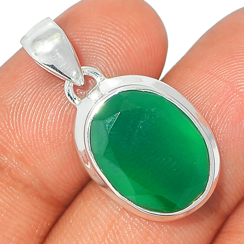 1.2" Green Onyx Faceted Pendants - GOFP220