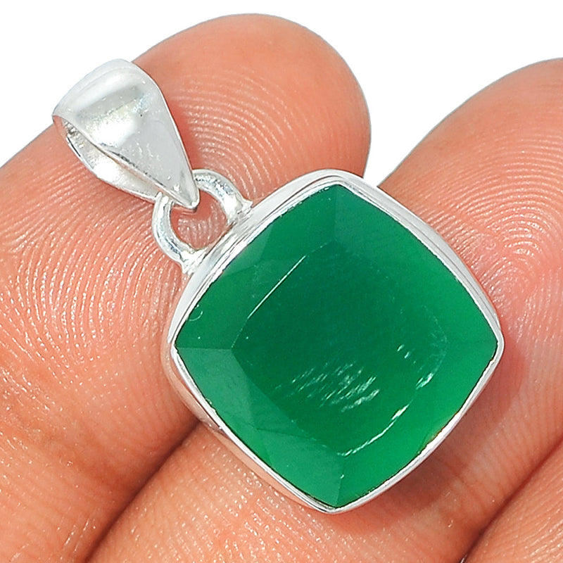 1" Green Onyx Faceted Pendants - GOFP221