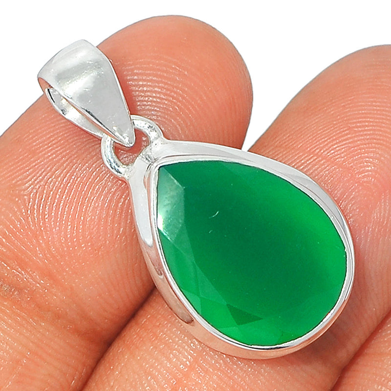 1.1" Green Onyx Faceted Pendants - GOFP223