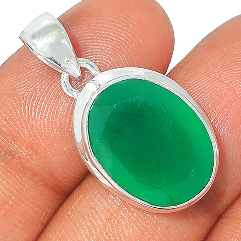 1.2" Green Onyx Faceted Pendants - GOFP224