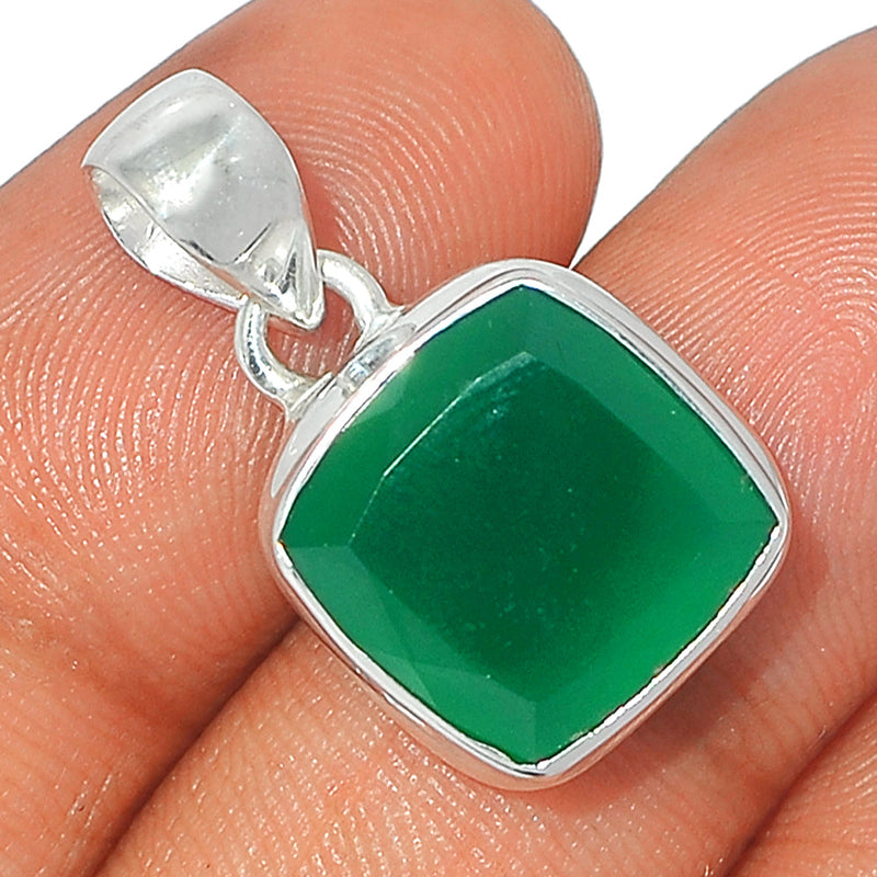 1" Green Onyx Faceted Pendants - GOFP225