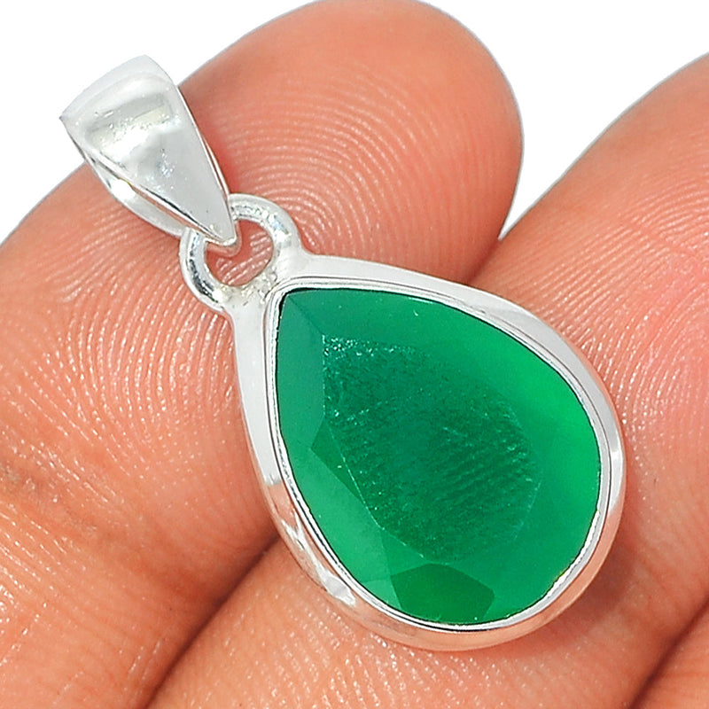 1.1" Green Onyx Faceted Pendants - GOFP227