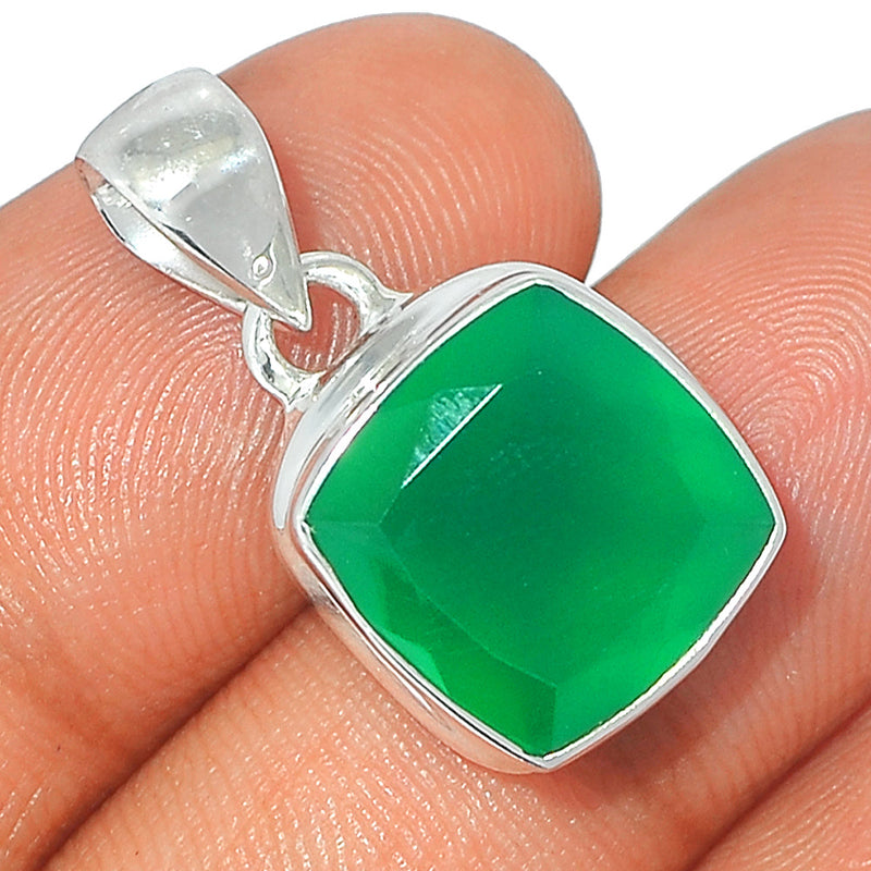 1" Green Onyx Faceted Pendants - GOFP228