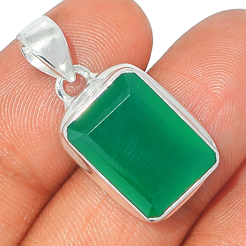 1.1" Green Onyx Faceted Pendants - GOFP230