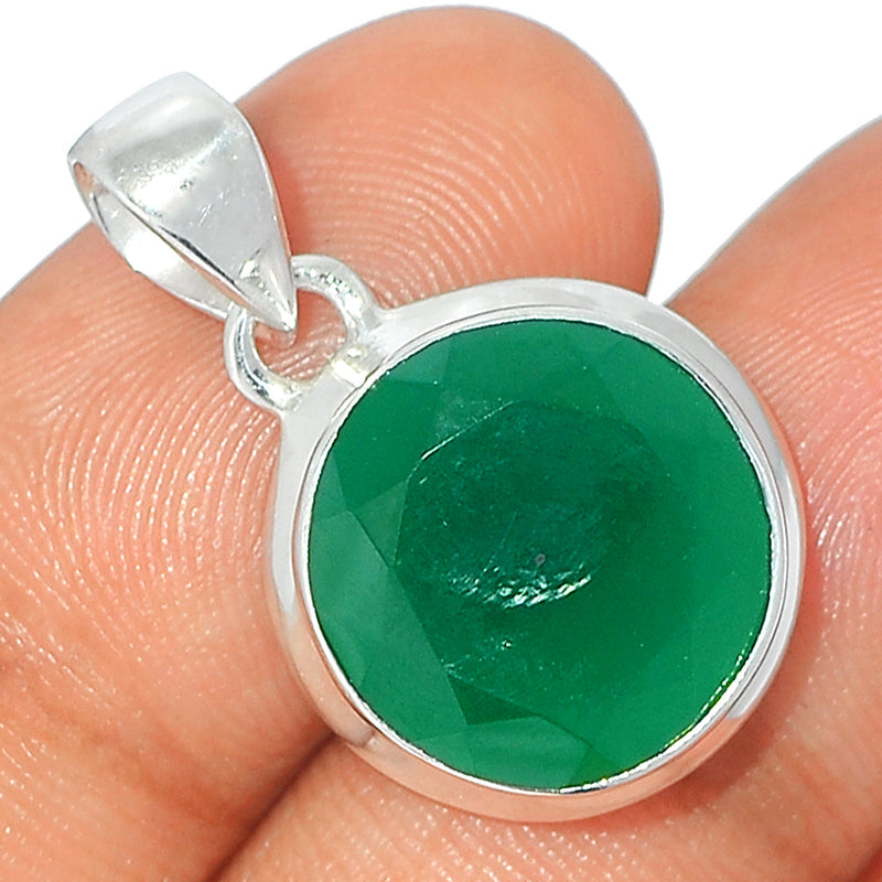 1" Green Onyx Faceted Pendants - GOFP232