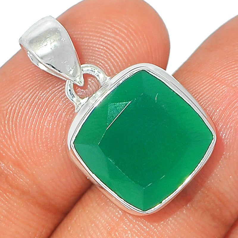 1" Green Onyx Faceted Pendants - GOFP234